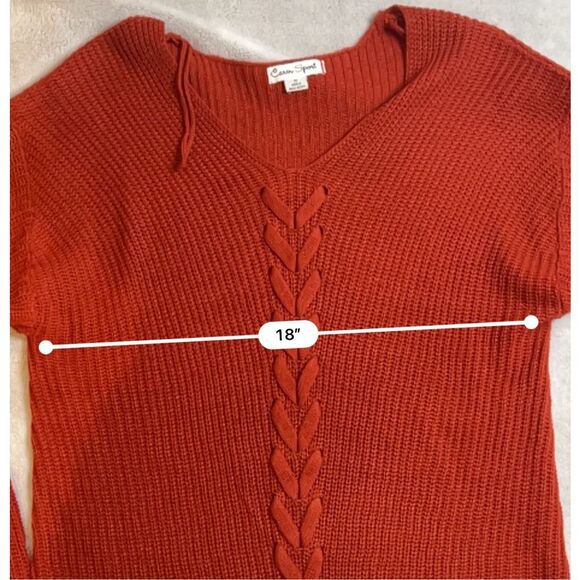 Women’s Braided Knit Front Orange Sweater 1X - Picture 6 of 6